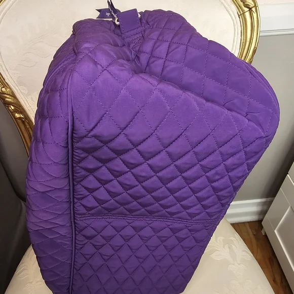 Vera Bradley Elderberry Purple Microfiber Carry On Tote Weekender Travel Bag - Picture 5 of 9